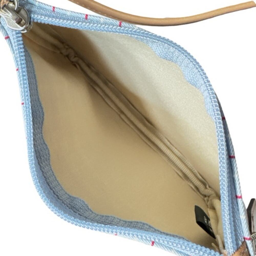 Coach Vintage Tattersall Plaid Wristlet Blue Pink White Tan - Picture 3 of 5